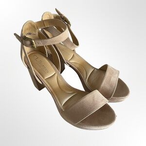 CL by Laundry Nude Tan Block Heel Ankle Strap Sandals